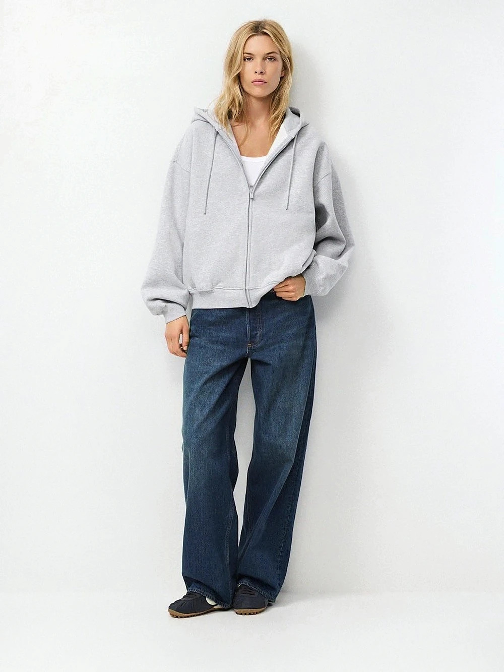 Aritzia Cozy Sweatfleece Mega Zip Hoodie - Heather Chrome